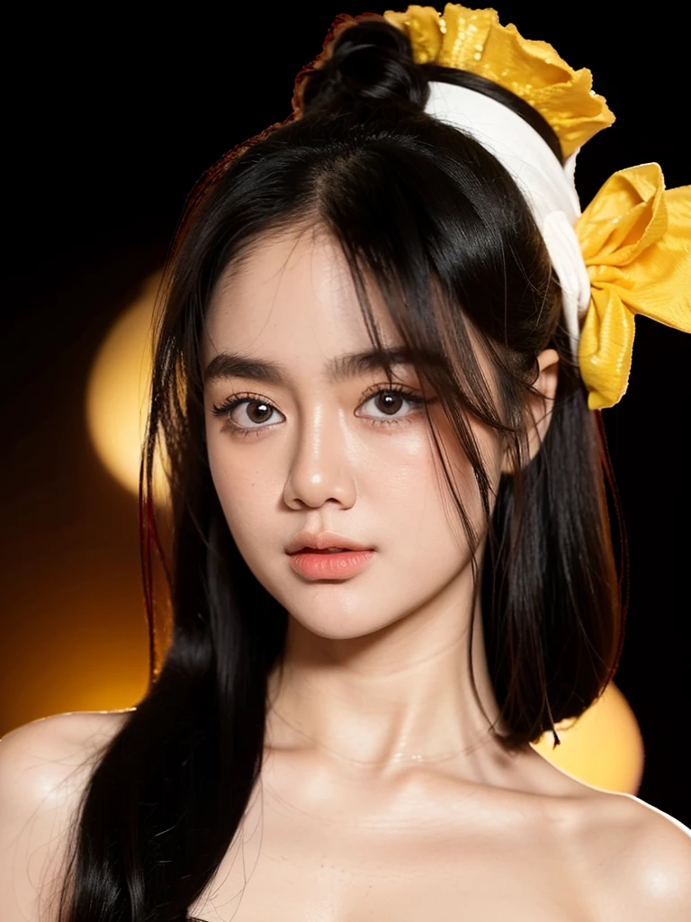 masterpiece, highest quality, HDR, high contrast,    ((beautiful girl, Thai Female Soldier)),    hair in a bun,  highly detailed lips,     detailed eyes,     double eyelid,    Make-up face.    

(()).  ((flchut thai dresses, strapless shirts)),    Just showing his face.   pretty face.  captivating.   make-up face.  long eyelashes,    Just showing his face.   pretty face.  captivating.   make-up face.  long eyelashes,    ((Dark background))