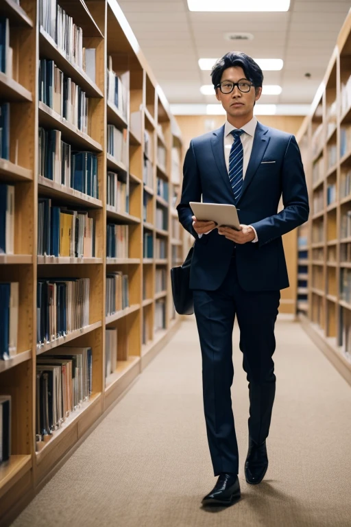 A man in a suit is standing in a library, Hideaki&#39;s Anime, hideaki anno, hideki anno, Inspired by Yasushi Sugiyama, Kentaro Miura art, Kentaro Miura&#39;s Manga Art Style, Kentaro Miura art style, Cyril Rolland and M. W Karuta, Cyril Rolland and M.W Karuta