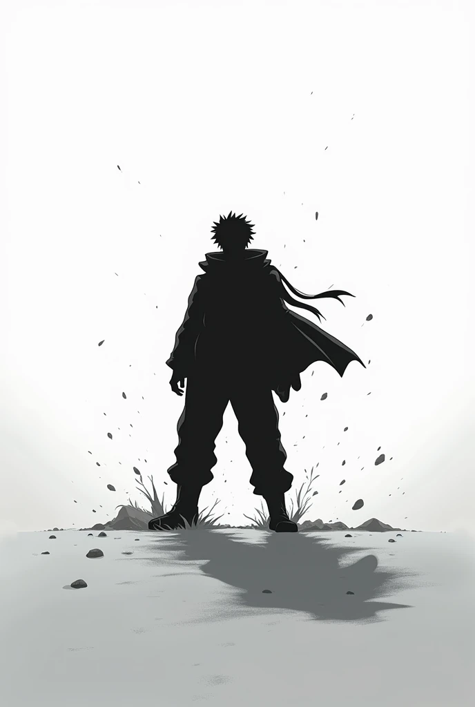 ((Best Quality)), ((masterpiece)), ((detailed)), ((High Definition)), an energetic aura in anime style, with the black silhouette of a simple cube in the center, everything in white, With a black background.