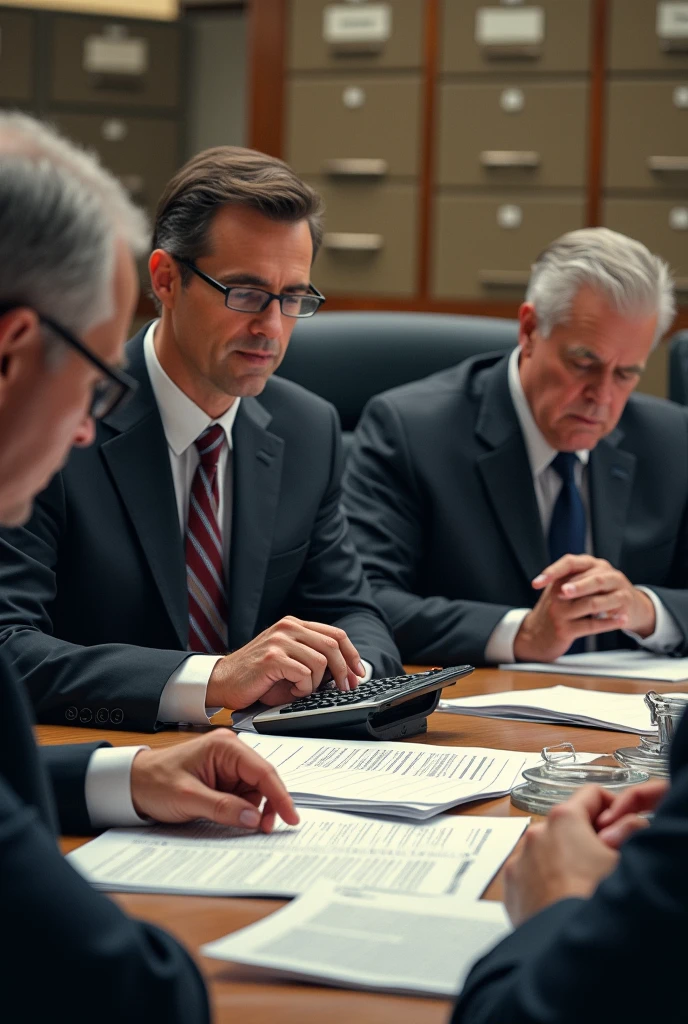 Government staff holding a calculator
