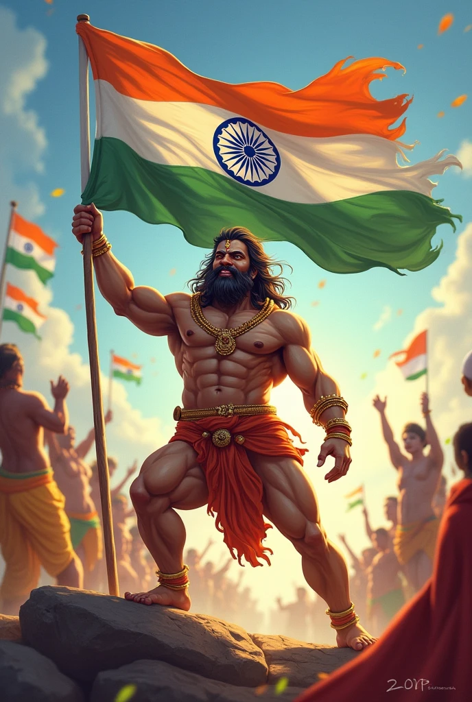 15 August celebrate by Hanuman ji indian flag