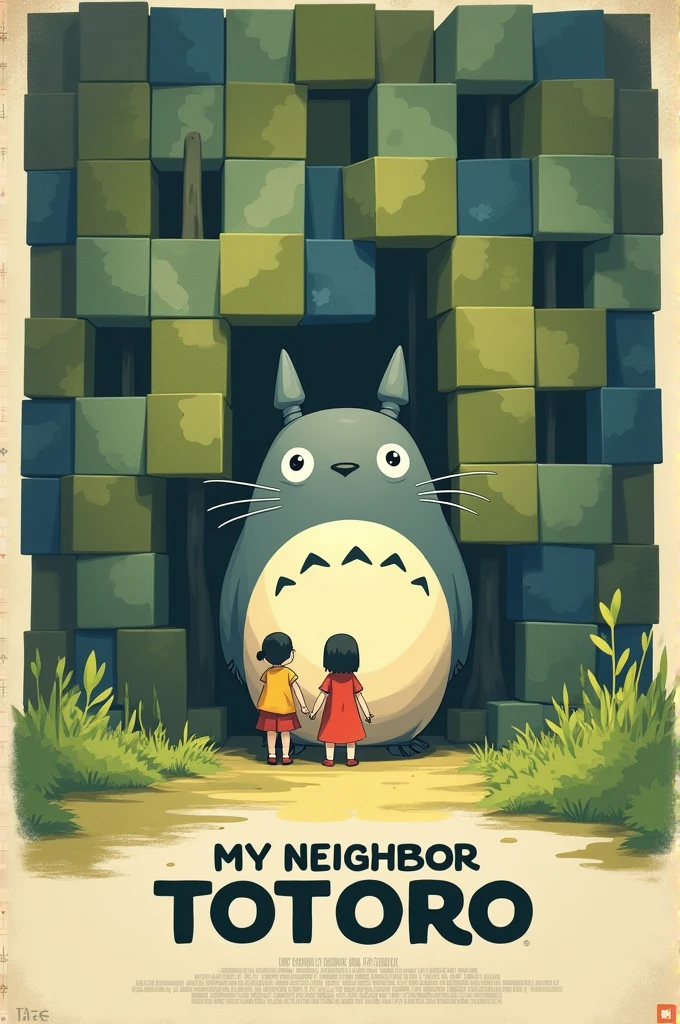 Make an image of the poster for My Neighbor Totoro version cubes