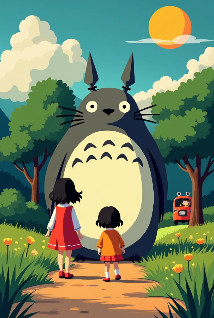 Make an image of the My Neighbor Totoro poster version with cubes with defined perspective.
