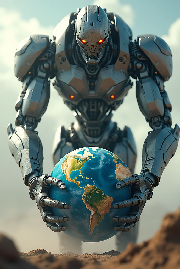 A robot pull down a earth