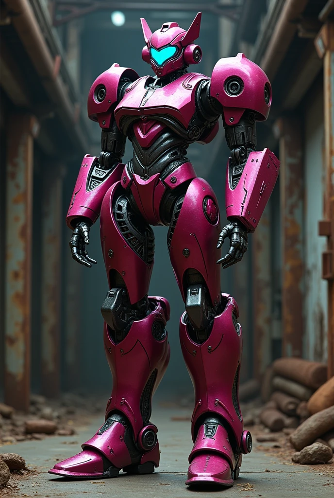 a dark pink female transformer that can turn into a 1959 cadillac with a visor