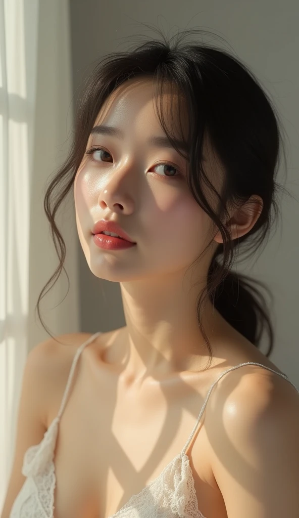 (Photo realistic:1.4)、(Surreal:1.4)、(Realistic:1.3)、 (Gentle lighting: 1.05)、(Improve the quality of your video lighting:0.9)、32k ...、 One Girl、30-year-old woman、Photorealistic Lighting、Backlight、Facial Light、Ray-tracing、(bright:1.2)、(Improvement of quality:1.4)、 (Highest quality real texture skins)、Beautiful Eyes,Delicate and elegant features、 (Tired, sleepy and satisfied : 0.0), (Improve your body line mood:1.1)、Shiny skin、Big Breasts、Japanese Idol、Nogizaka Idol、Sculpture idol pose、Beautiful actress、A neat and clean woman、Esbian all over, And spread your legs、Swimsuit