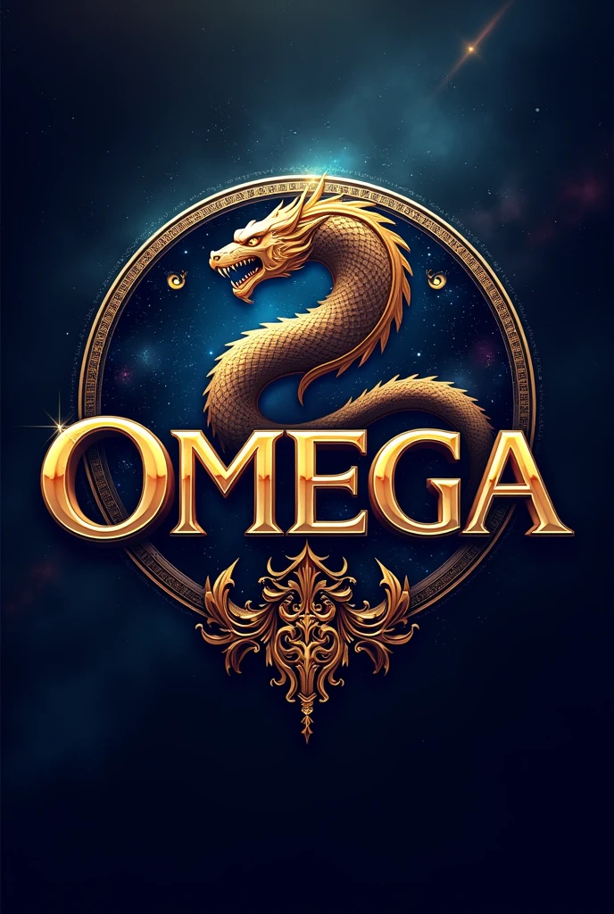I need to logo for OMEGA with shinning goldren Rome font and the hydra.For esport Background is space in star.i need more classical and graceful.
