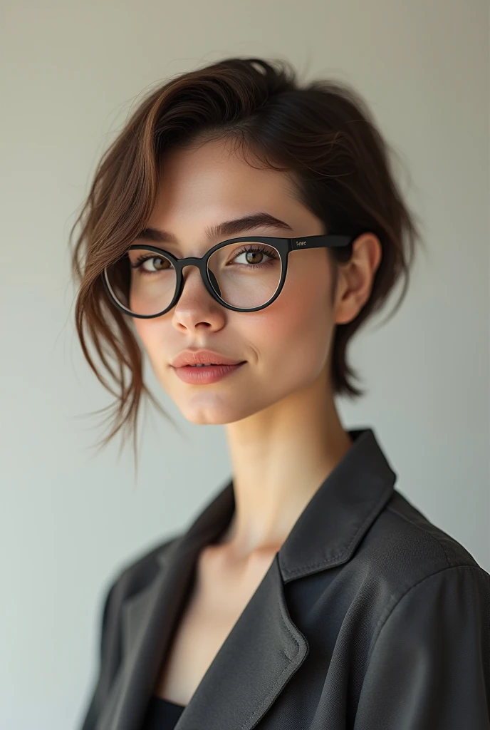 creates a girl who is five feet six inches tall, has short hair, is white, has an intermediate build, and wears glasses.