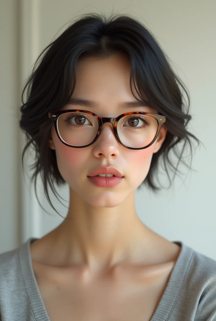 creates a girl who is five feet six inches tall, has short hair, is white, has an intermediate build, and wears glasses.