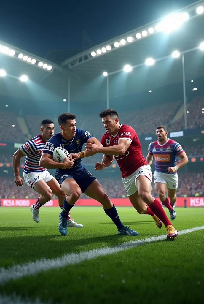 Sea Eagles beating the raiders in rugby stadium