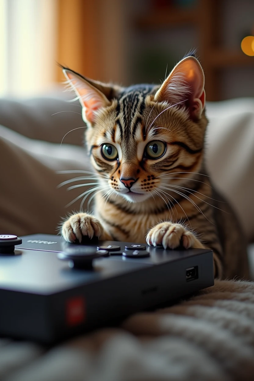 cat playing playstation