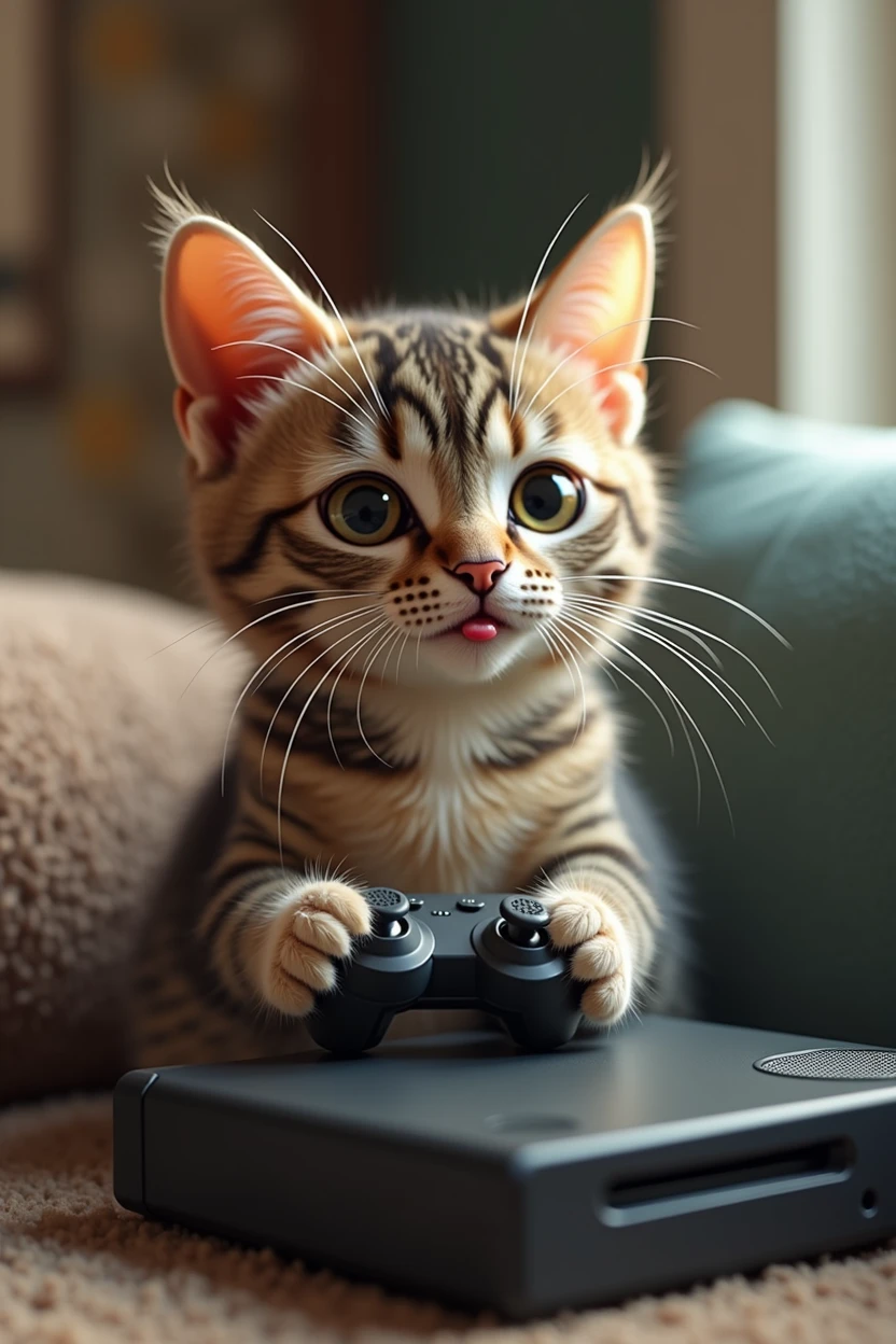 cat playing playstation