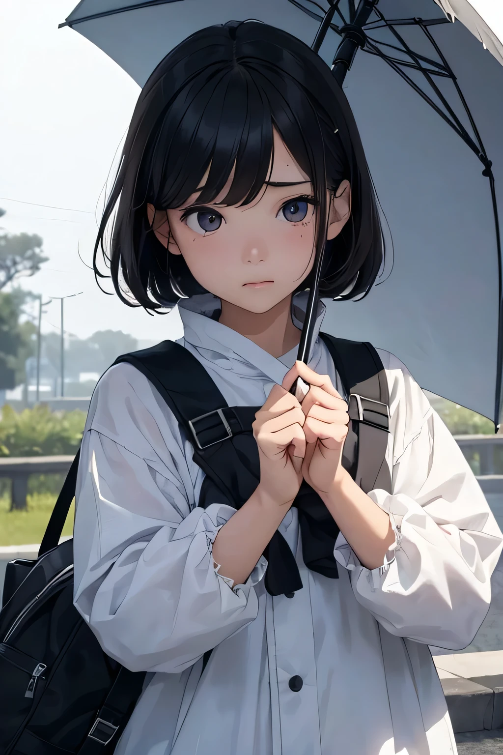 Highest quality、High resolution、Detailed Background、(Beautiful face in every detail:1.4)、Teenage beauty、Anatomically correct、(Normal number of fingers:1.2)、Detailed eyes、Highly detailed face、Perfect body line、Light color hair、Bobcut、ponytail、cute hairstyle、well-groomed eyebrows、Cute gestures、Natural beauty、typhoon、
(In the typhoon、A girl desperately trying to move forward:1.5)、
Black clouds cover the darkening sky、A strong wind is blowing、wood々The branches are shaking violently、
Even with an umbrella, it seems to be shaking in the strong wind.、
A girl desperately trying to move forward、Wearing a light jacket and holding her hair down, she is walking with all her might.、She occasionally looks back with a worried expression.、
The girl's legs are about to get tangled up as the strong wind blows them.、The road is littered with fallen signs and leaves, creating a dangerous situation.、
The girl seems to be desperately walking through it, searching for something.、A girl desperately tries to move forward in the dark and raging nature.、The girl's efforts and the raging typhoon、cute