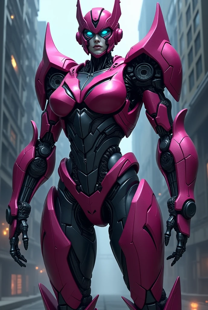 dark pink female transformer that can turn into a 1959 cadillac in the transformers prime art style