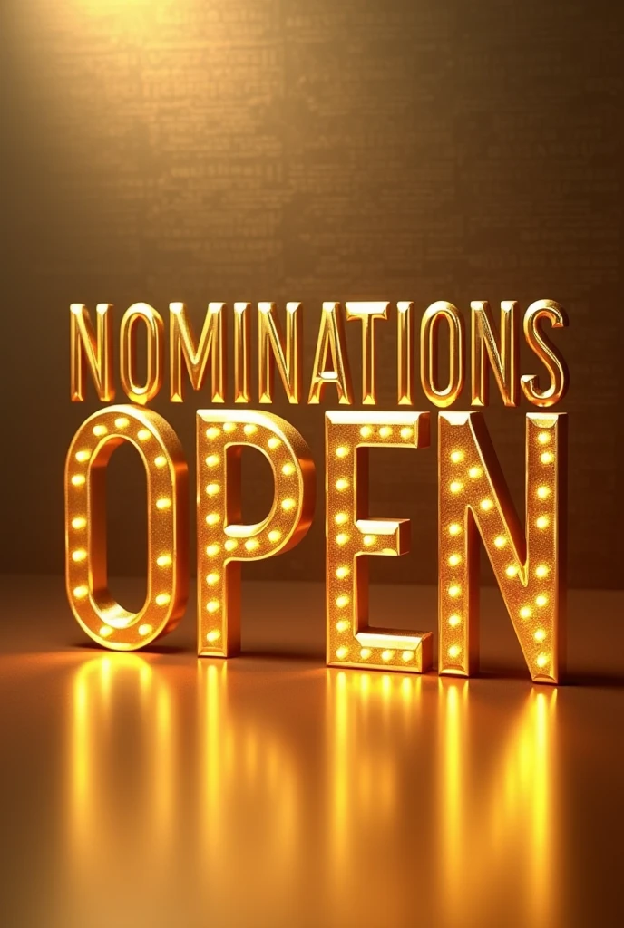 "Create an image featuring the phrase 'NOMINATIONS OPEN' in elegant, golden, 3D letters with a slight glow. The background should be suitable for title give a suitable unique quotation. The text should be centered and bold, with a refined and professional font that exudes sophistication and prestige, reflecting the importance of the Women Entrepreneur Awards." Give title: WOMEN ENTREPRENEUR