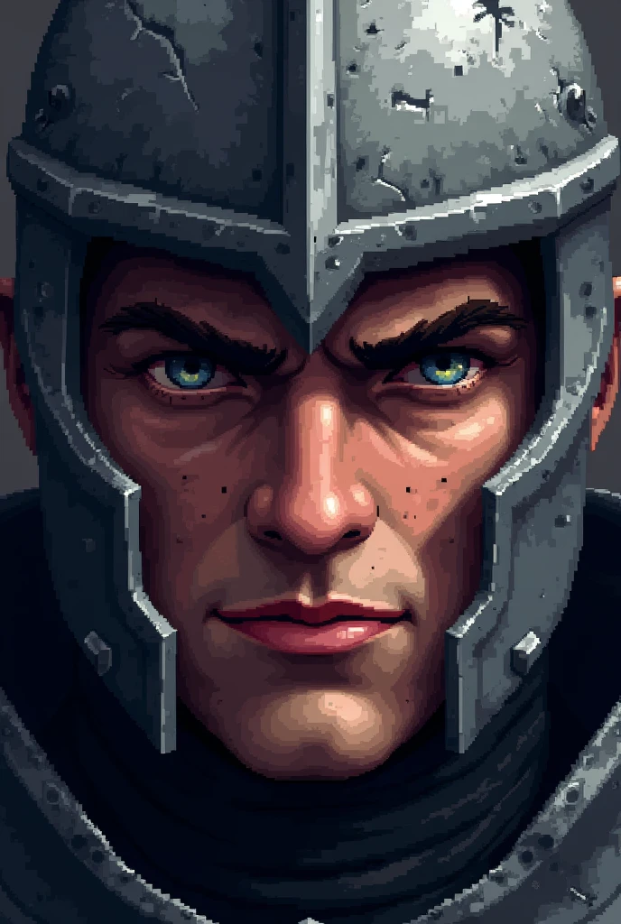 Pixel ART style knight close-up on face