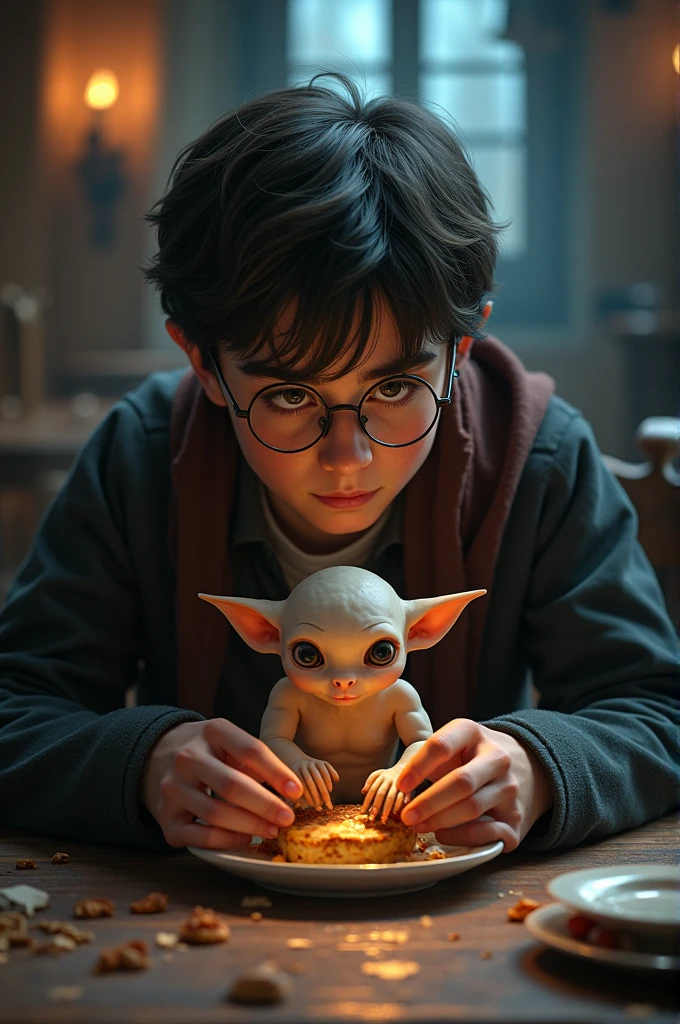 Harry Potter eating a Dobbie