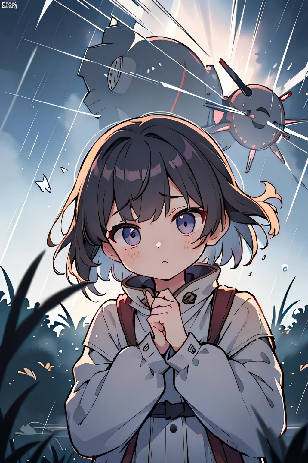 Highest quality、High resolution、Detailed Background、(Beautiful face in every detail:1.4)、Teenage beauty、Anatomically correct、(Normal number of fingers:1.2)、Detailed eyes、Highly detailed face、Perfect body line、Light color hair、Bobcut、ponytail、cute hairstyle、well-groomed eyebrows、Cute gestures、Natural beauty、typhoon、heavy rain、Very strong winds、
(Typhoon day、storm.:1.5)、
Black clouds cover the darkening sky、A strong wind is blowing、wood々The branches are shaking violently、
A girl desperately trying to move forward、Wearing a light jacket and holding her hair down, she is walking with all her might.、She occasionally looks back with a worried expression.、
The girl's legs are about to get tangled up as the strong wind blows them.、The road is littered with fallen signs and leaves, creating a dangerous situation.、
The girl seems to be desperately walking through it, searching for something.、A girl desperately tries to move forward in the dark and raging nature.、The girl's efforts and the raging typhoon、cute