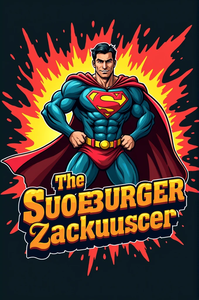 Design me a logo for a fast food company, I want a hamburger and it should be superhero style
