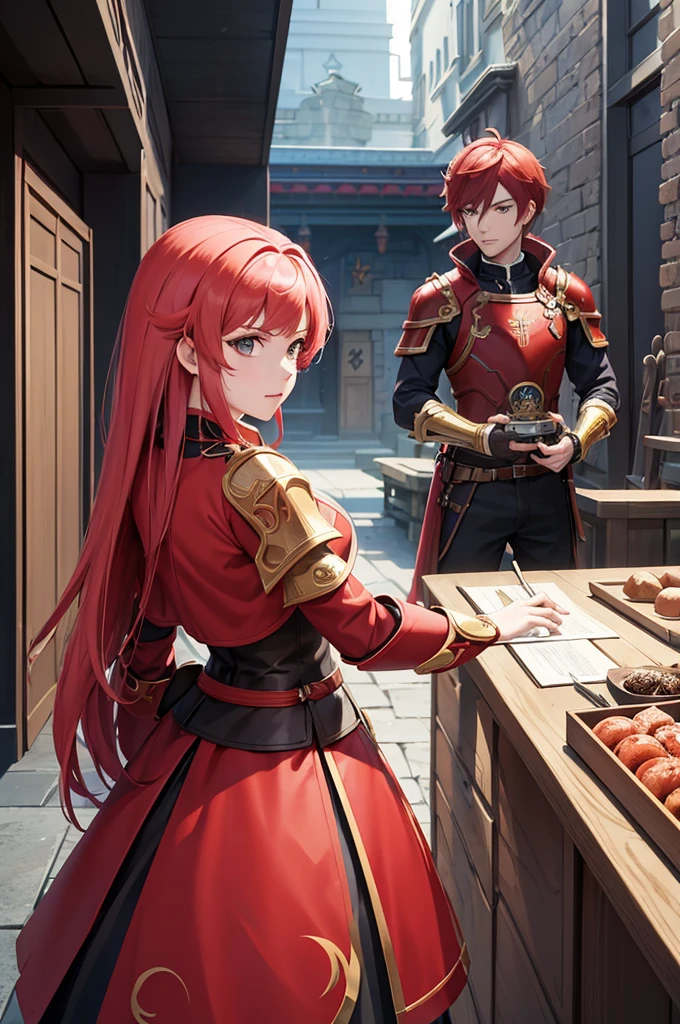 woman with red hair and armor, ayaka genshin impact, ayaka game genshin impact, portrait knights of zodiac girl, female protagonist, cushart krenz key art feminine, valentina remenar, genshin impact character, genshin, cyarine, artgerm and atey ghailan, portrait knight female,(cowboy shot),looking at viewer
