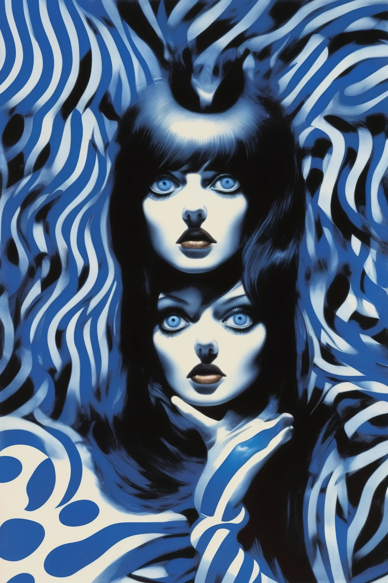 Philippe Druillet Style - Blue Eyes, blue Moon, Junji Ito、Brian Bolland、Bridget Riley style