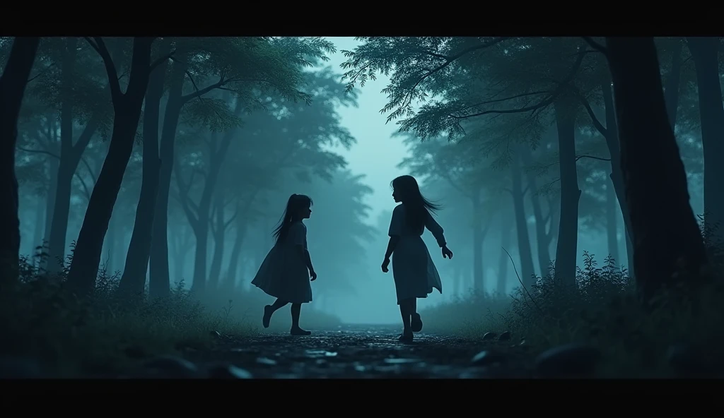 Just then her friend, Radha, came running.

Radha: "Meera! What are you doing here? Come quickly, it is about to get dark. This forest is not good.