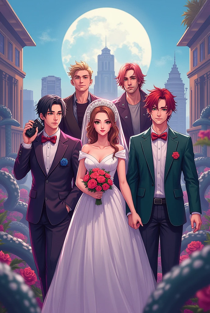 An image for a WhatsApp group of wedding sponsors with anime or gamer style