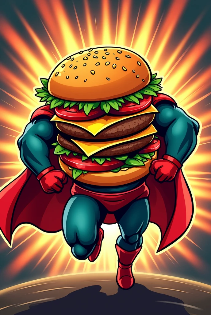 Design me a logo for a fast food company, May you have a superhero hamburger