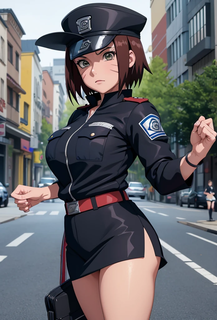 Masterpiece,Solo,1Girls,Rin Nohara,(Naruto),Big Breasts,Pussy,Perfect Body,Sexy Body Hot,Ultra High Quality,Ultra High Resolution,Photograph 16K,Ultra Detailed,Short Hair,Beautiful,Beautiful Girls,Female Police Theme,Female Police Uniform,Police Short Skirt,Police Hat,Sexy Body Hot,Sexy Uniform,Street Version 