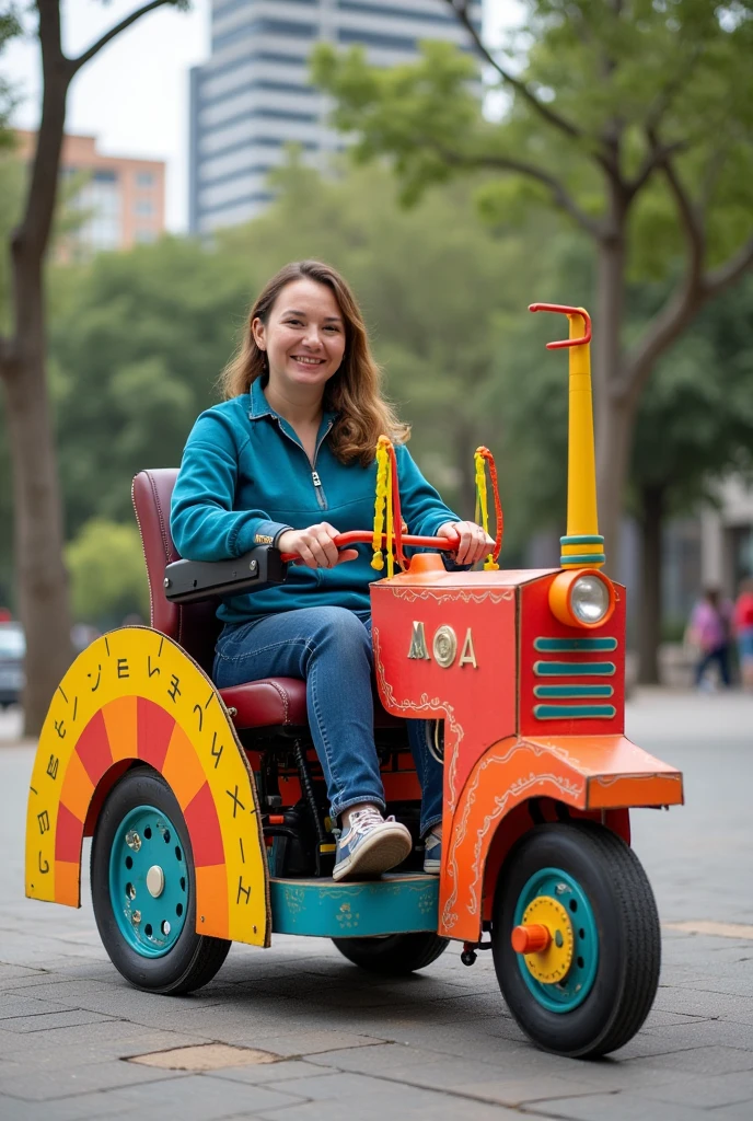 You build a cardboard tractor FOR COLOR ATTENTION to put on an ELECTRIC wheelchair
