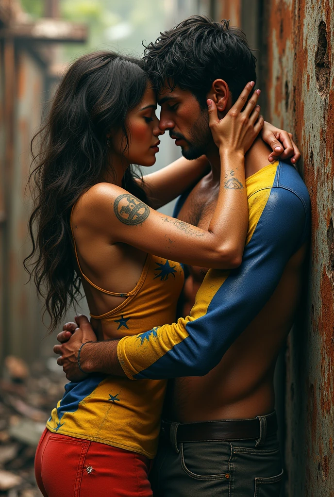 Rusty love with the color of the Venezuelan flag