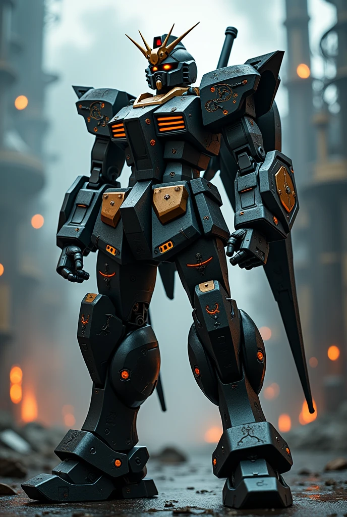 Gothic style gundam fighting steam punk style gundam