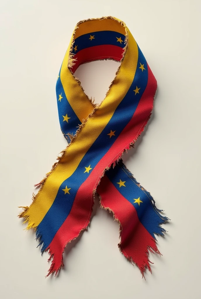 Wavy, worn ribbon
with the colors of the Venezuelan flag