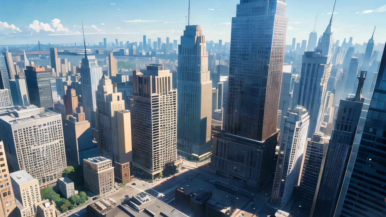 the city of Manhattan in the United States, destroyed by monsters