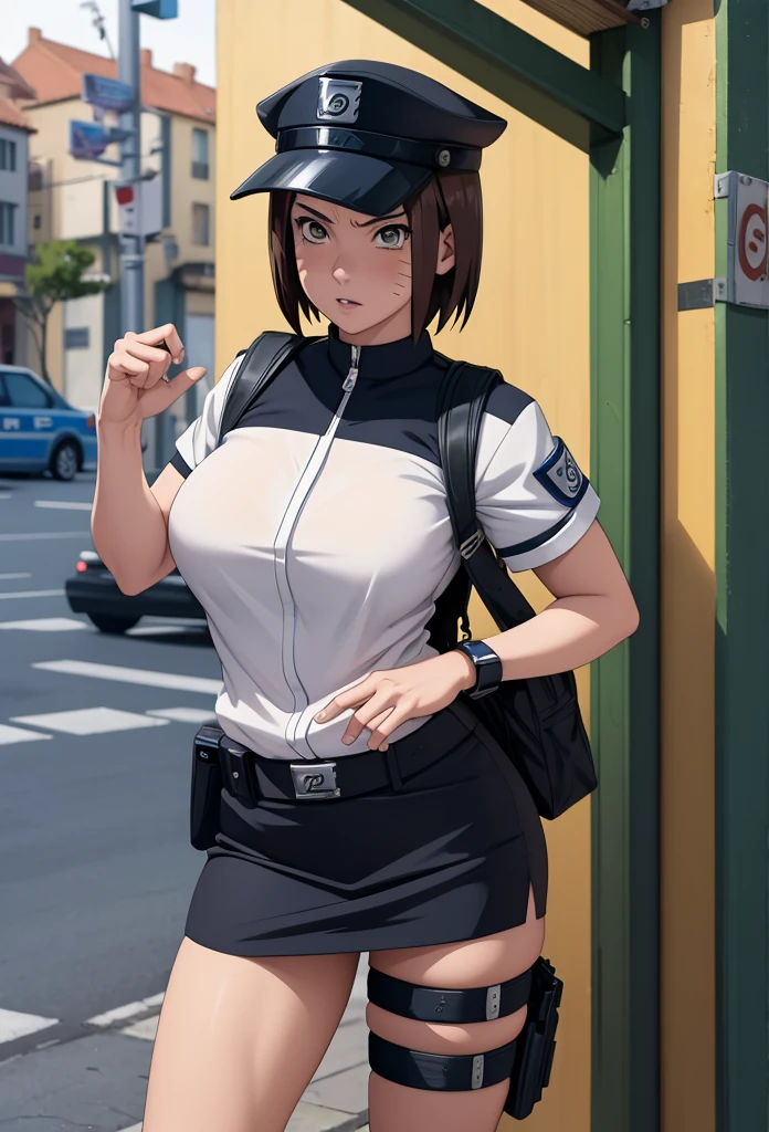 Masterpiece,Solo,1Girls,Rin Nohara,(Naruto),Big Breasts,Pussy,Perfect Body,Sexy Body Hot,Ultra High Quality,Ultra High Resolution,Photograph 16K,Ultra Detailed,Short Hair,Beautiful,Beautiful Girls,Female Police Theme,Female Police Uniform,Police Short Skirt,Police Hat,Sexy Body Hot,Sexy Uniform,Street Version 