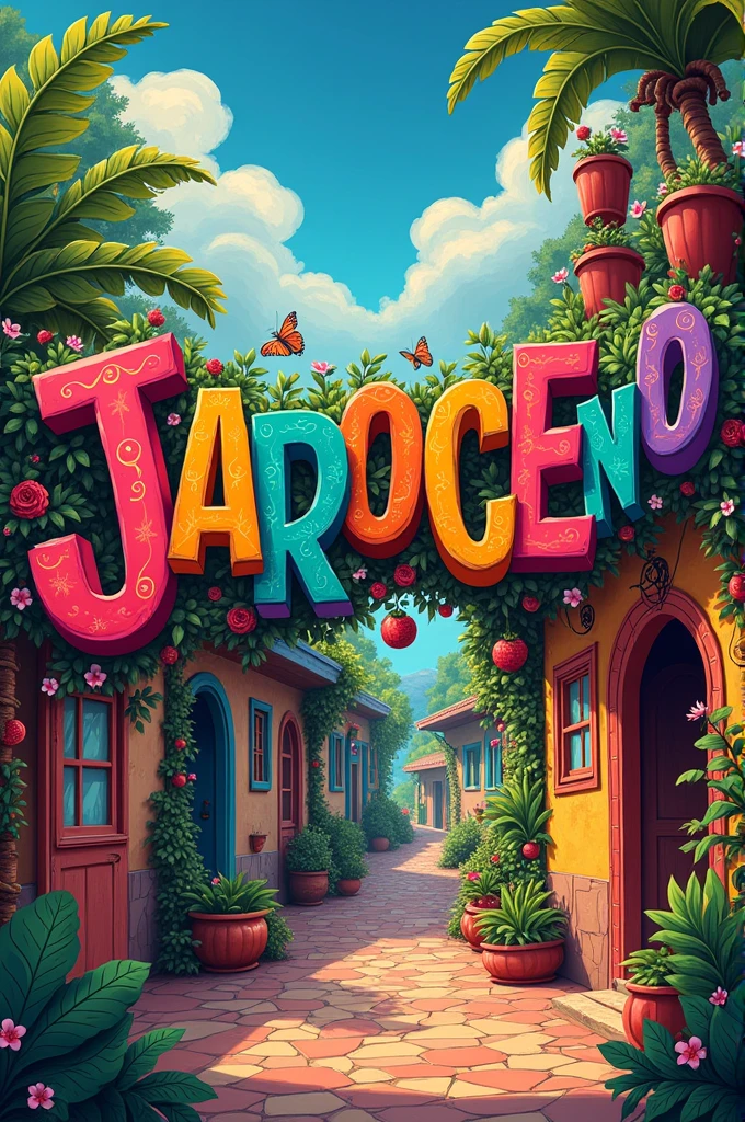 The word "jarocheando" like the colorful letters of the magical towns of Mexico