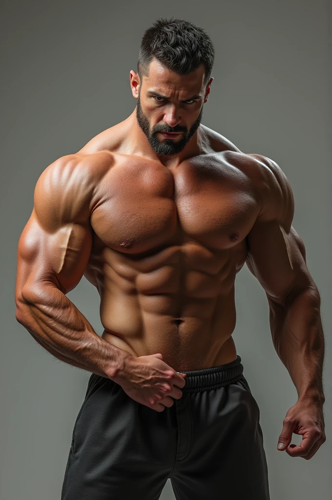 Muscular guy grabbing his dick