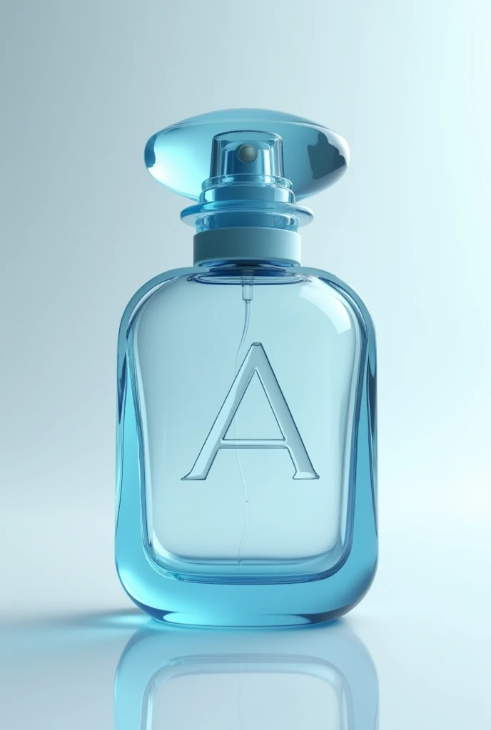 High Detail，Women's perfume bottle，Requires light blue glass bottle body with A element engraving，Plastic shoulder strap，Glass bottle caps。Capacity 100ml。Bottle body has letter A element。