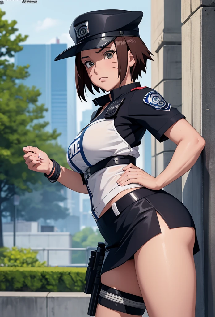 Masterpiece,Solo,1Girls,Rin Nohara,(Naruto),Big Breasts,Pussy,Perfect Body,Sexy Body Hot,Ultra High Quality,Ultra High Resolution,Photograph 16K,Ultra Detailed,Short Hair,Beautiful,Beautiful Girls,Female Police Theme,Female Police Uniform,Police Short Skirt,Police Hat,Sexy Body Hot,Hot Uniform,Street Version 