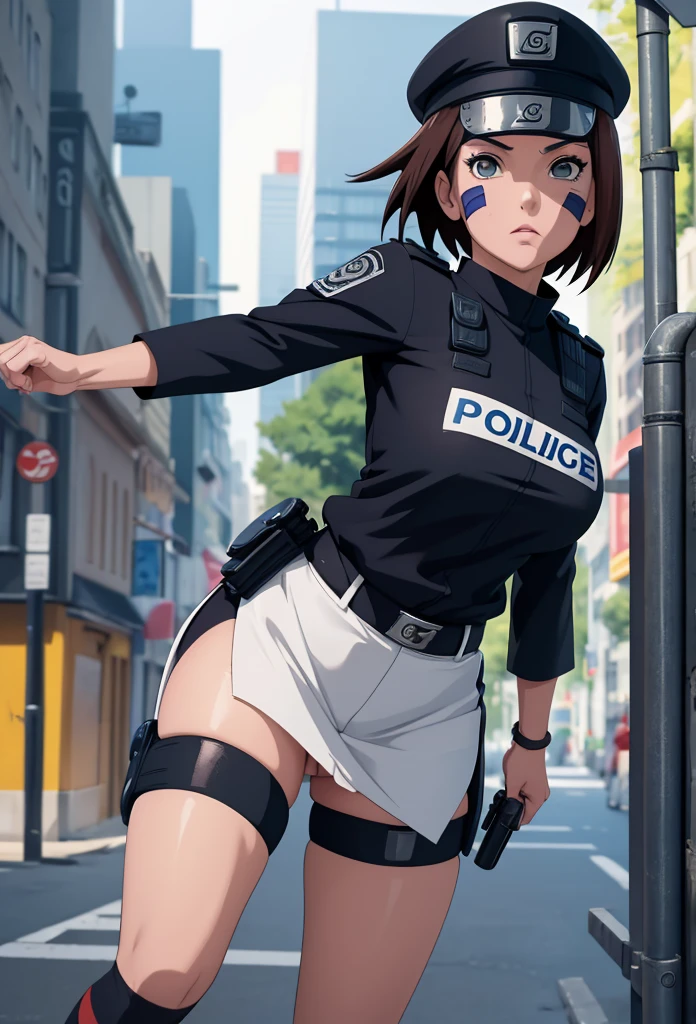 Masterpiece,Solo,1Girls,Rin Nohara,(Naruto),Big Breasts,Pussy,Perfect Body,Sexy Body Hot,Ultra High Quality,Ultra High Resolution,Photograph 16K,Ultra Detailed,Short Hair,Beautiful,Beautiful Girls,Female Police Theme,Female Police Uniform,Police Short Skirt,Police Hat,Sexy Body Hot,Hot Uniform,Street Version 