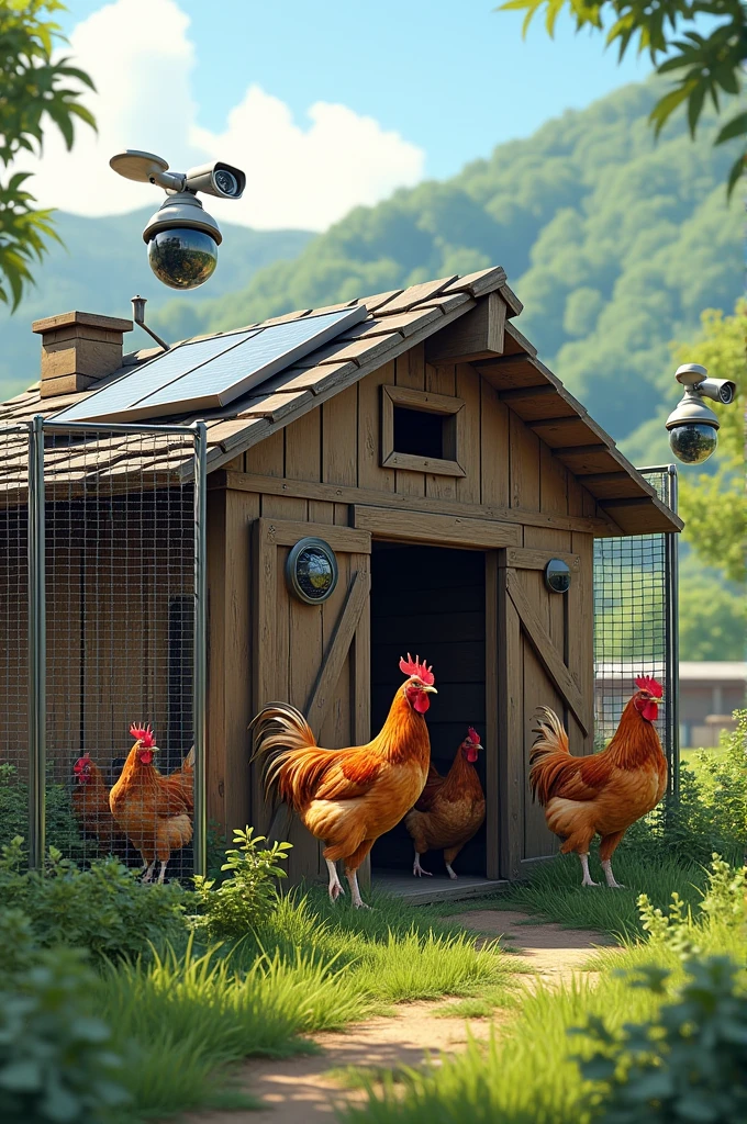 Chicken coop with security cameras