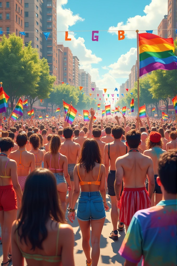 23 year old naked girl with colored hair , Gay pride , pride day, celebreting , age body , freckles in the face