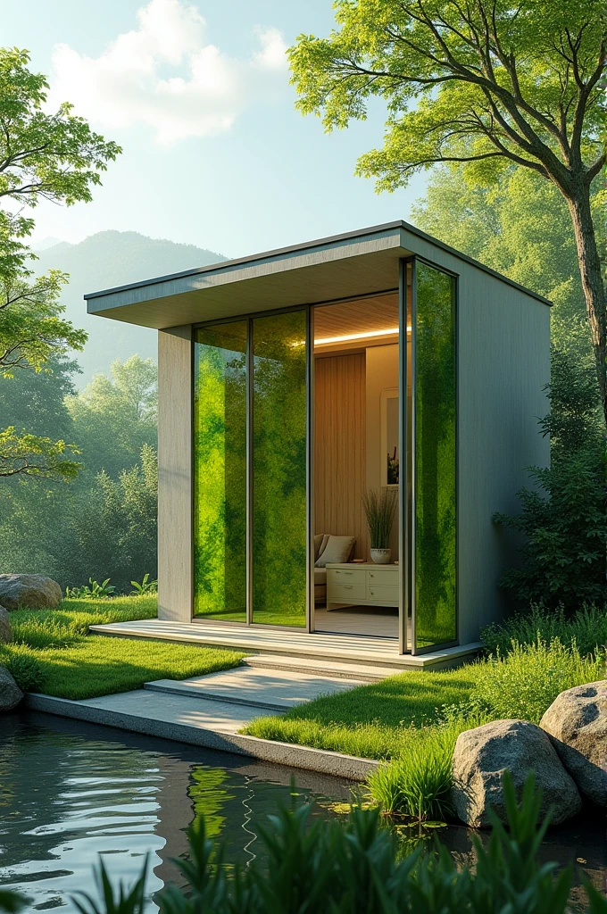 Algae-Powered Shed: Design a shed using algae panels or bioreactors that can generate energy through photosynthesis. These panels can be integrated into the building's structure to power lights or devices, demonstrating sustainable energy solutions