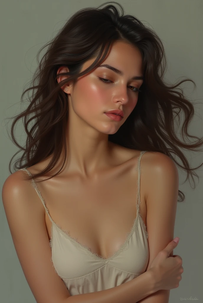 (photorealism:1.2), art woman, art hair soft lighting, relaxed pose, realistic, intricate details
