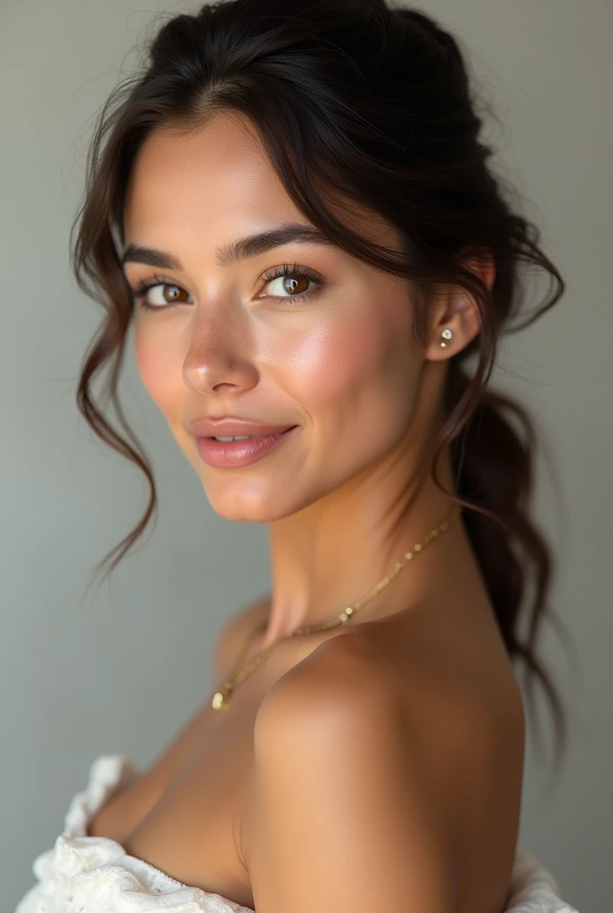 A 30-year-old woman who is Colombian, not overly surgically enhanced, and looks natural. 