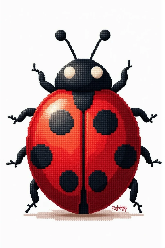 Generate a cross-stitch pattern of a ladybug