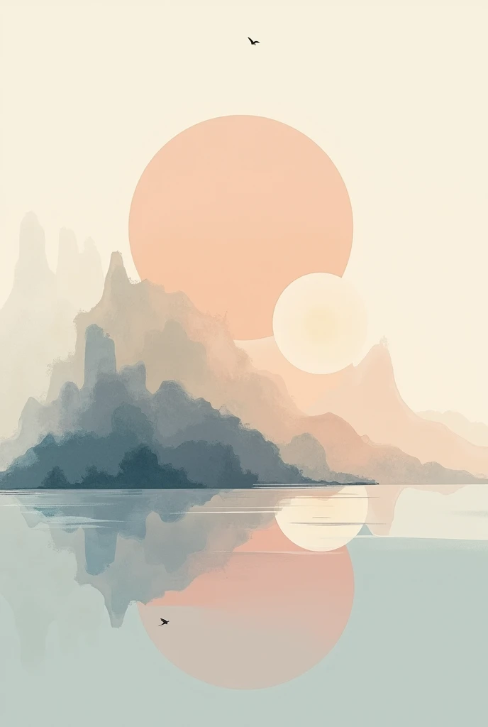 Abstract Art: A minimalist, abstract design incorporating calm and reflective colors, perhaps with subtle patterns or shapes that evoke contemplation.