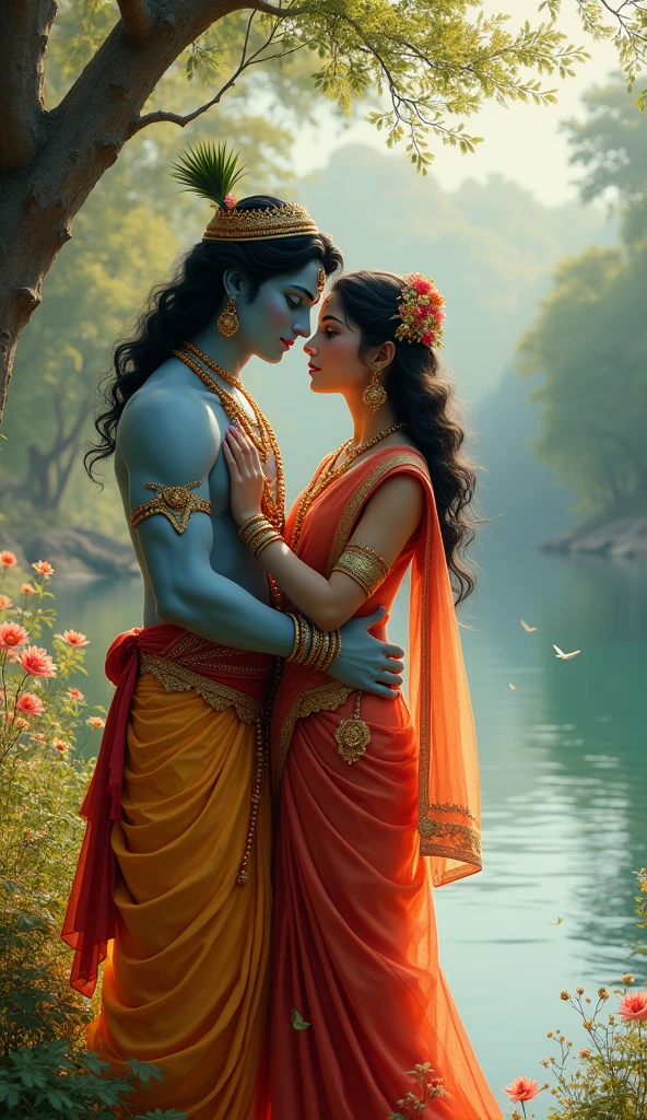 Photo Radha Krishna in riverside