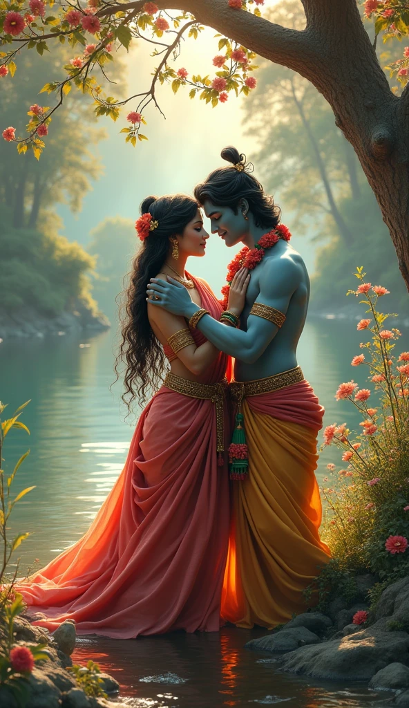 Photo Radha Krishna in riverside