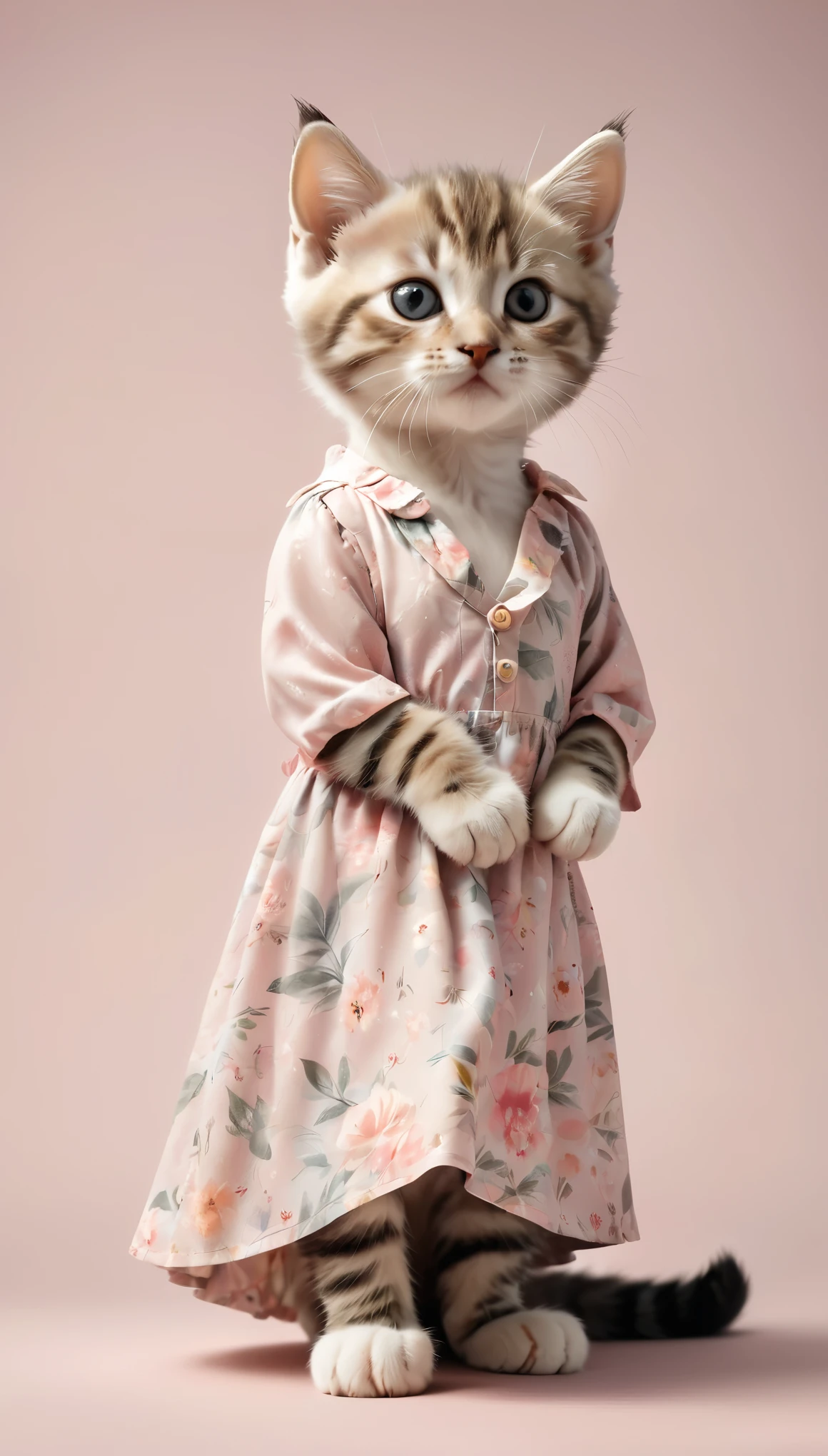 Kitten wearing a dress Full body shot, looking straight into the camera